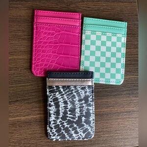 Set of 3 mobile phone pocket stickers- pink, Green and a Black and White print